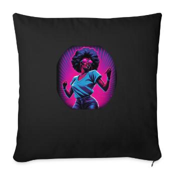 Celebrating girl - Sofa pillow with filling 45cm x 45cm - black - Front