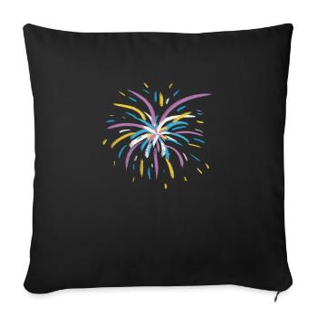Fireworks in Lilac, Blue, Yellow and White - Sofa pillow with filling 45cm x 45cm - black - Front