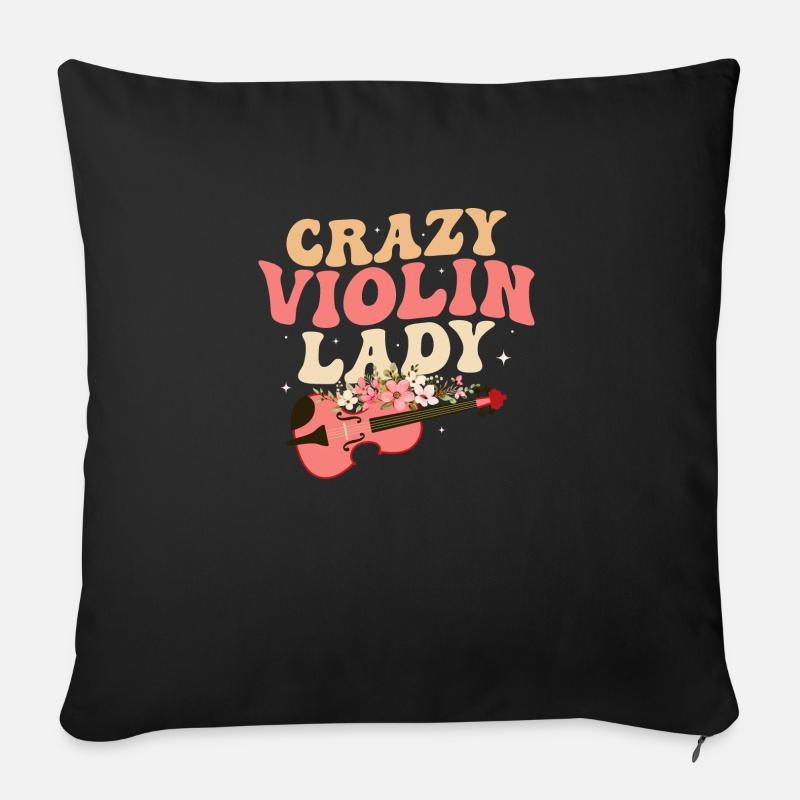 Crazy Violin Lady Violinist Orchestra - Sofakissen mit Füllung 45 x 45 cm - Schwarz