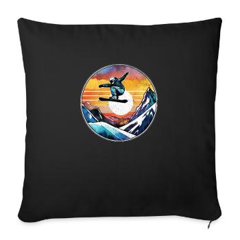 snowboard neige et ski - Coussin et housse de 45 x 45 cm - noir - Devant