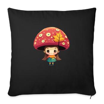mushroom - Sofa pillow with filling 45cm x 45cm - black - Front