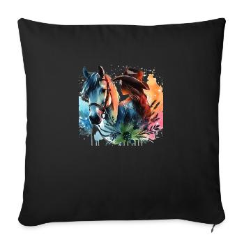 Westernreiterin mit Pferd aquarell - Sofakissen mit Füllung 45 x 45 cm - Schwarz - Vorne