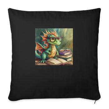 Drache mit büchern - Sofakissen mit Füllung 45 x 45 cm - Schwarz - Vorne