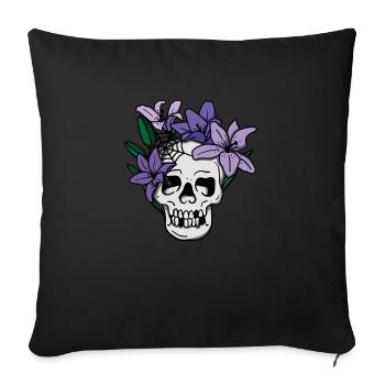 Skull and flowers - Sofa pillow with filling 45cm x 45cm - black - Front