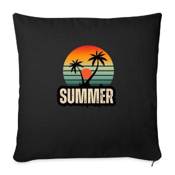 Tropical Serenity: A Sunset Symphony - Sofa pillow with filling 45cm x 45cm - black - Front