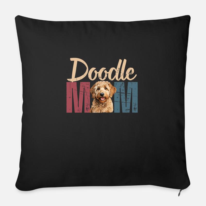 Maman Golden Doodle - Coussin et housse de 45 x 45 cm - noir