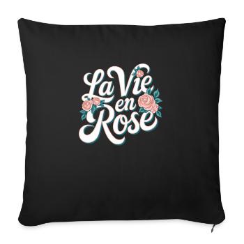 La vie en rose - Coussin et housse de 45 x 45 cm - noir - Devant