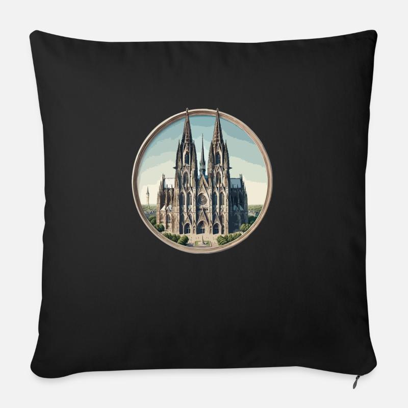 Kölner Dom - Sofakissen mit Füllung 45 x 45 cm - Schwarz