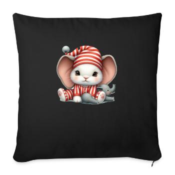 Lapin en tenue rayée et oreilles d’éléphant - Coussin et housse de 45 x 45 cm - noir - Devant