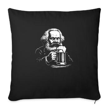 Karl Marx boit de la bière - Coussin et housse de 45 x 45 cm - noir - Devant