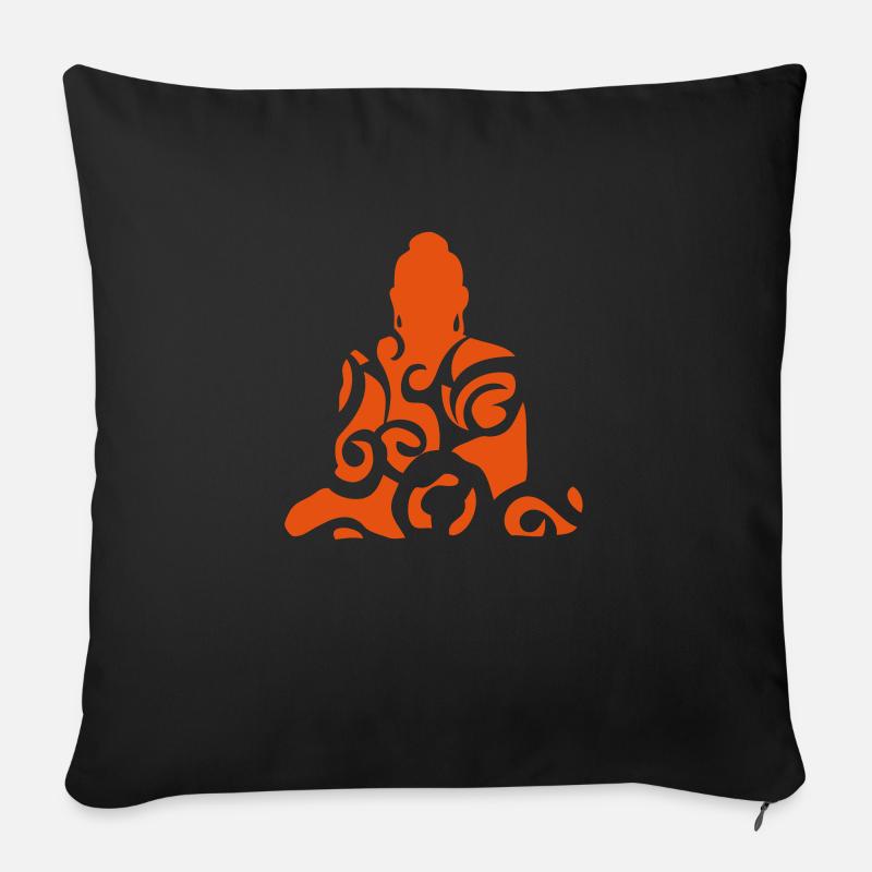 Buddhismus Buddha-Statue, Design, Kunst - Sofakissen mit Füllung 45 x 45 cm - Schwarz