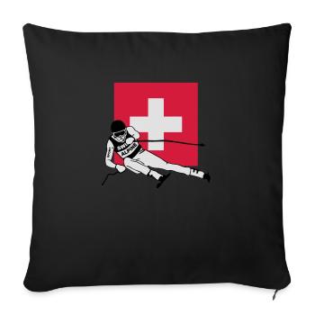 ski - alpine - apres - Suisse - Coussin et housse de 45 x 45 cm - noir - Devant