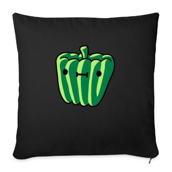 doux paprika avec visage délicieux légumes mignon le - Coussin et housse de 45 x 45 cm - noir - Devant