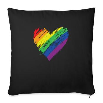 LGBT Regenbogen Schwul Herz Homosexualität - Sofakissen mit Füllung 45 x 45 cm - Schwarz - Vorne