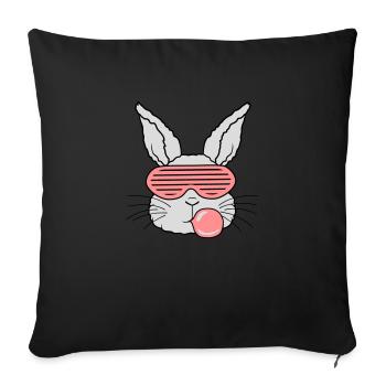 Chewing gum bubble lapin cool - Coussin et housse de 45 x 45 cm - noir - Devant