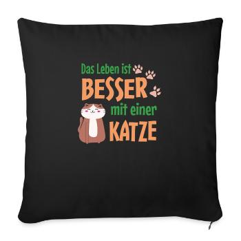 La vie est meilleure avec un chat - Coussin et housse de 45 x 45 cm - noir - Devant