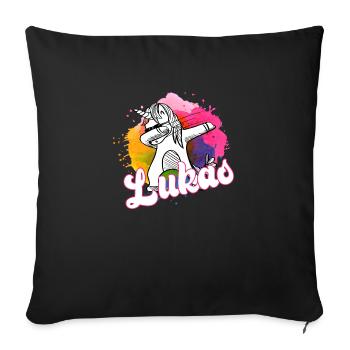 LUKAS - Beau nom de garçon avec licorne cool - Coussin et housse de 45 x 45 cm - noir - Devant