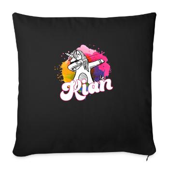 KIAN - Beau nom de garçon avec licorne cool - Coussin et housse de 45 x 45 cm - noir - Devant