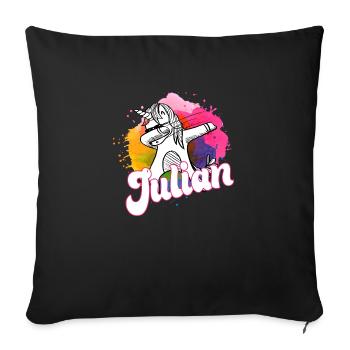 JULIAN - Beautiful Boy Name with Cool Unicorn - Sofa pillow with filling 45cm x 45cm - black - Front