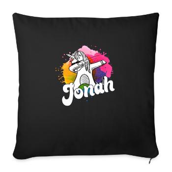 JONAH - Beautiful Boy Name with Cool Unicorn - Sofa pillow with filling 45cm x 45cm - black - Front