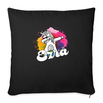 EZRA - Beautiful Boy Name with Cool Unicorn - Sofa pillow with filling 45cm x 45cm - black - Front