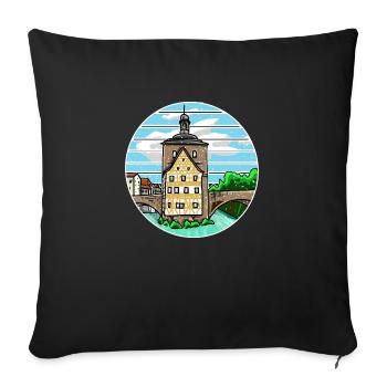 Bamberg, Franken, Oberfranken, Klein Venedig, Illu - Sofakissen mit Füllung 45 x 45 cm - Schwarz - Vorne