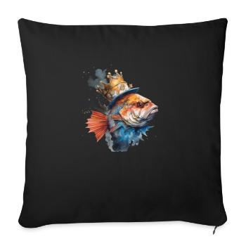 Der Fischkönig - Lord of Fish - Sofakissen mit Füllung 45 x 45 cm - Schwarz - Vorne