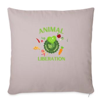 Animal Liberation, bio vegan - Sofakissen mit Füllung 45 x 45 cm - helles Taupe - Vorne