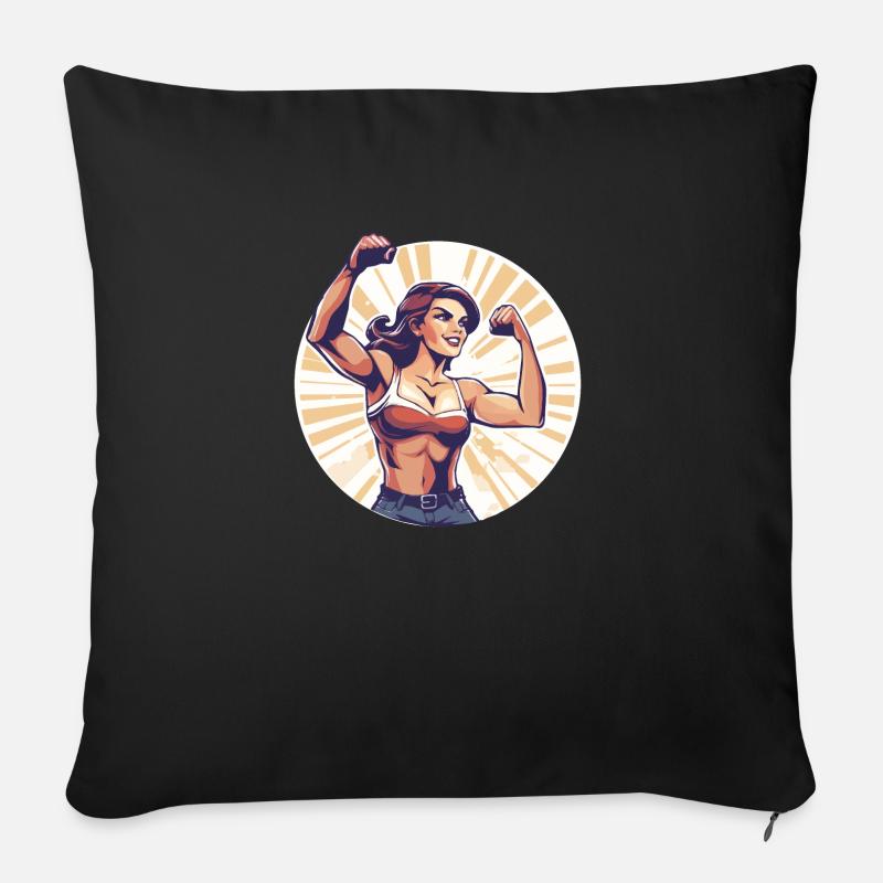 Frauenpower-Symbol-Vektor-Logo - Sofakissen mit Füllung 45 x 45 cm - Schwarz