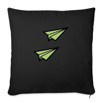 Avion en papier 2 - Coussin et housse de 45 x 45 cm - noir - Devant