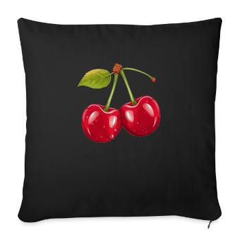 2 cherries on a stick - Sofa pillow with filling 45cm x 45cm - black - Front