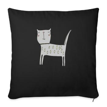 katze grau - Sofakissen mit Füllung 45 x 45 cm - Schwarz - Vorne