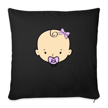baby girl - Sofa pillow with filling 45cm x 45cm - black - Front