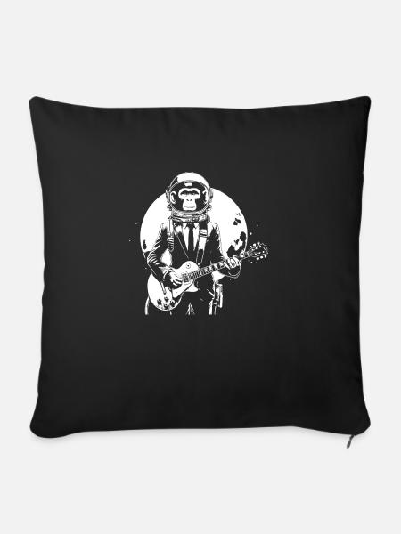 Lustiger Astronaut Affe - Sofakissen mit Füllung 45 x 45 cm - Schwarz