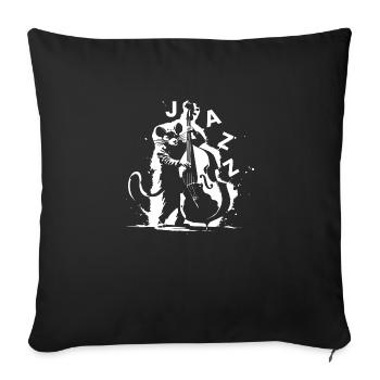 Rat plays the double bass in the Jazz band - Sofa pillow with filling 45cm x 45cm - black - Front