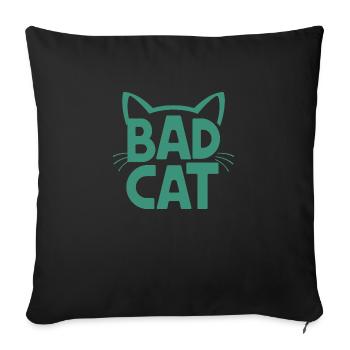 Mauvais chat : chat effronté avec des oreilles - Coussin et housse de 45 x 45 cm - noir - Devant