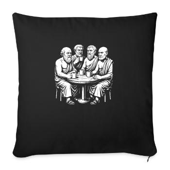 Ancient Greek philosophers drinking coffee - Sofa pillow with filling 45cm x 45cm - black - Front