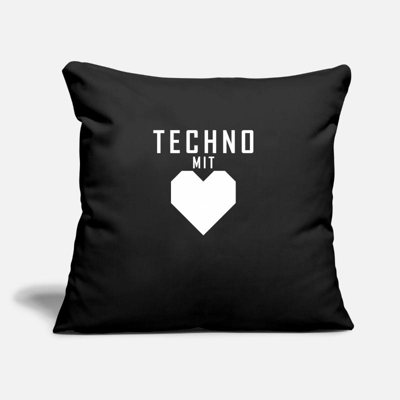 Techno mit Herz weiß Sofakissen mit Füllung 45 x 45 cm
