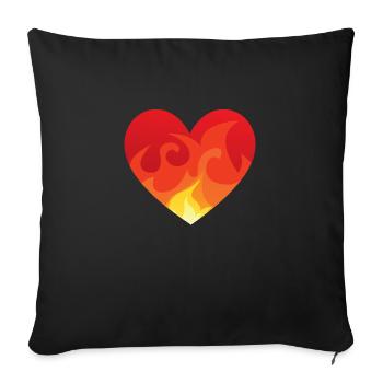 Coeur avec le feu de - Coussin et housse de 45 x 45 cm - noir - Devant