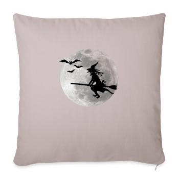 Halloween sorcière avec un chat vole sur le ciel - Coussin et housse de 45 x 45 cm - taupe clair - Devant
