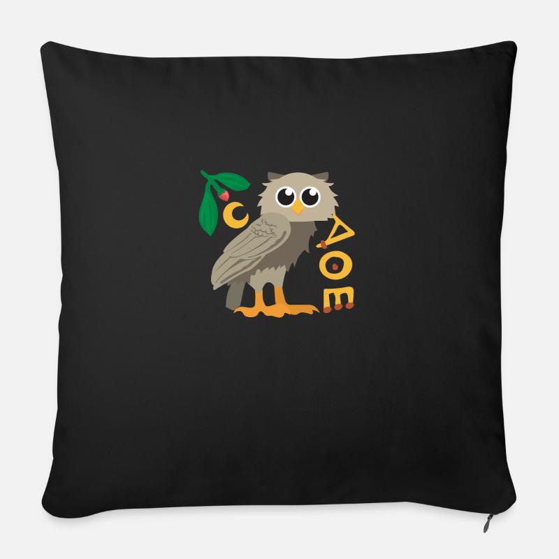 Griechische Mythologie Eule von Athena Geschenk - Sofakissen mit Füllung 45 x 45 cm - Schwarz