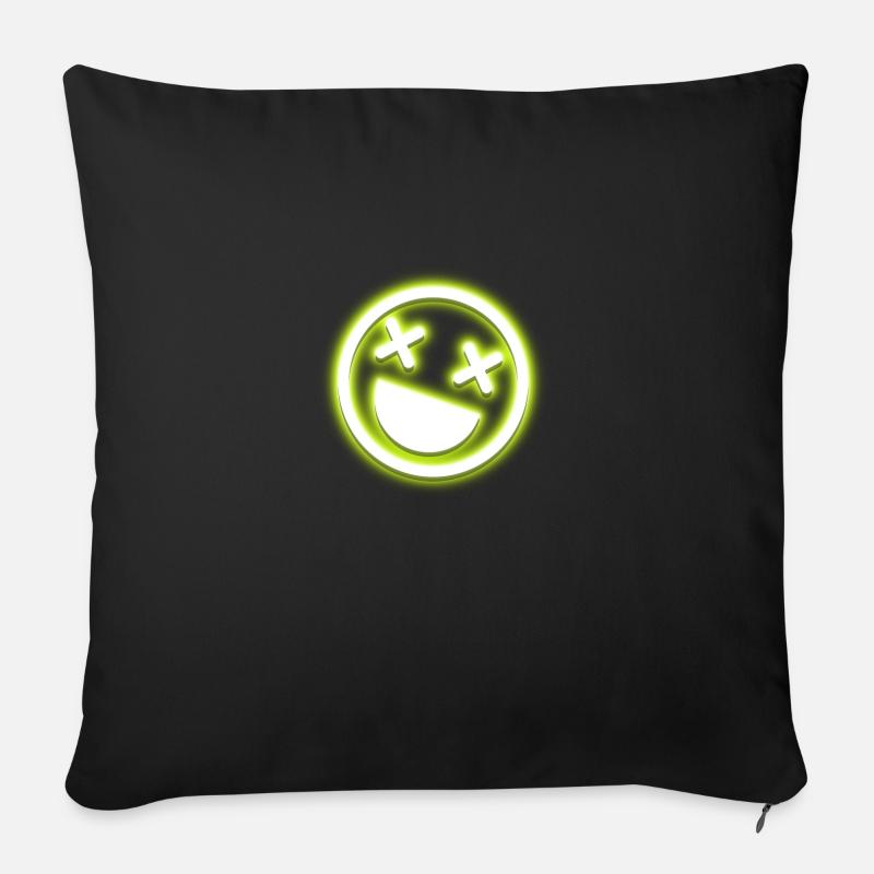 Crazy Neon Smil Face - Sofapude med fyld 45 x 45 cm - sort