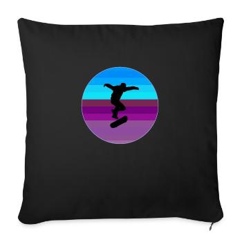 Skate, skate, patineur, skateboard - Coussin et housse de 45 x 45 cm - noir - Devant