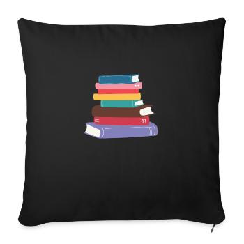 Books, a book. Colorful books, knowledge - Sofa pillow with filling 45cm x 45cm - black - Front