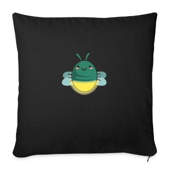 Dessin animé mignon luciole - Coussin et housse de 45 x 45 cm - noir - Devant
