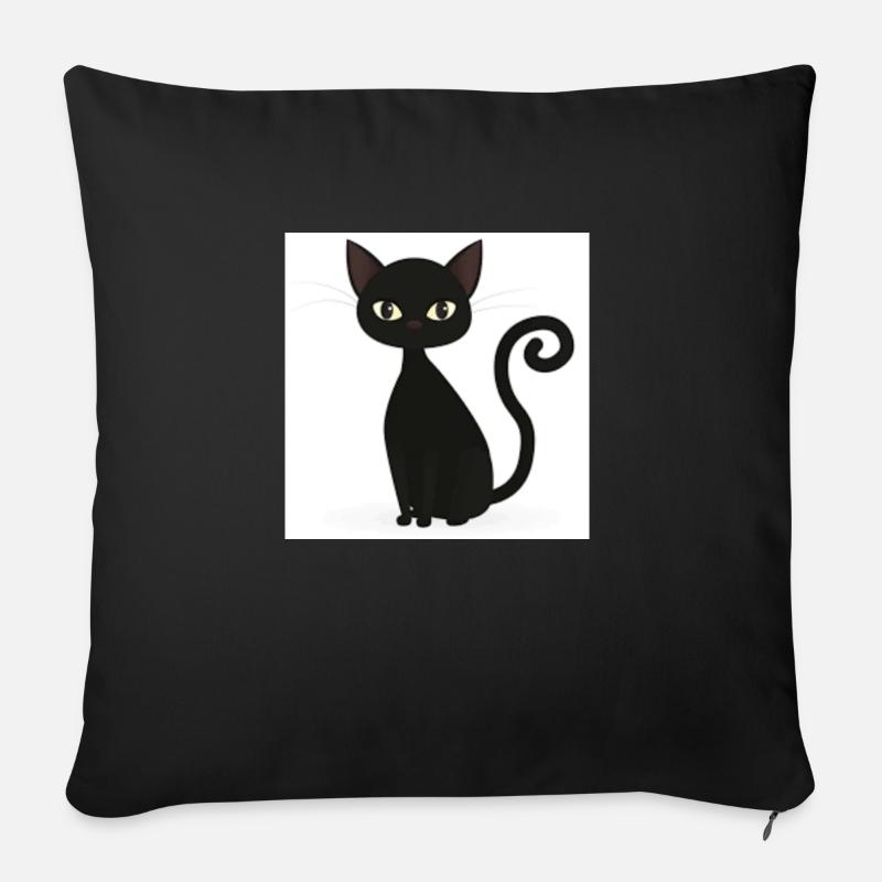 schwarze Katze - Sofakissen mit Füllung 45 x 45 cm - Schwarz
