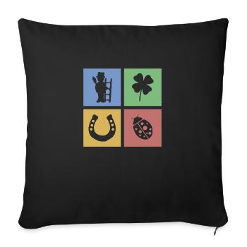 Lucky Symbol Clover Ladybug Horseshoe Chimney - Sofa pillow with filling 45cm x 45cm - black - Front
