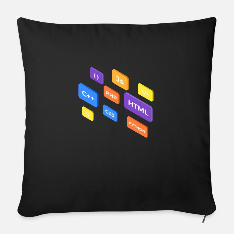 Programming - Sofa pillow with filling 45cm x 45cm - black