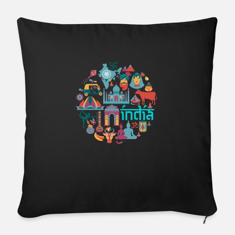Inde - Coussin et housse de 45 x 45 cm - noir