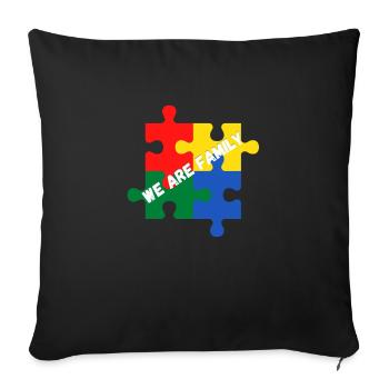 We are family. Nous sommes une famille - Coussin et housse de 45 x 45 cm - noir - Devant